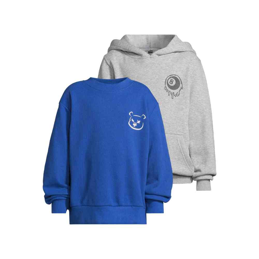 Urban Classics - Melting 8 Ball & Angry Teddy Sweater/trui kinderen - Grijs/Blauw